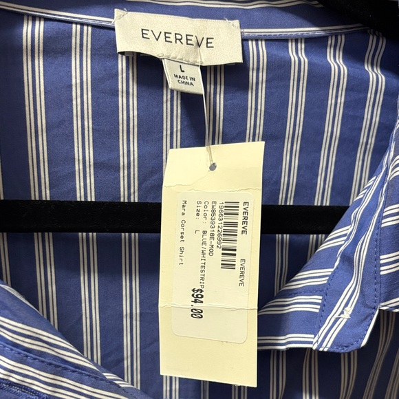 Evereve Mara Corset Blue Striped  Shirt - Picture 6 of 9